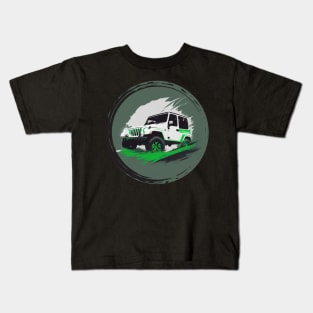 Jeep Vehicle White Greens Design Kids T-Shirt